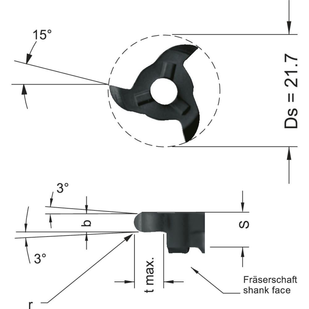 Schneideinsatz Z22.0015.30 Vollradiusnuten b=3/tmax=4,5mm HC8620